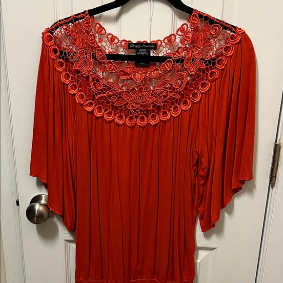 Simply Irresistible Tops - Simply Irresistible Orange Lace Top
